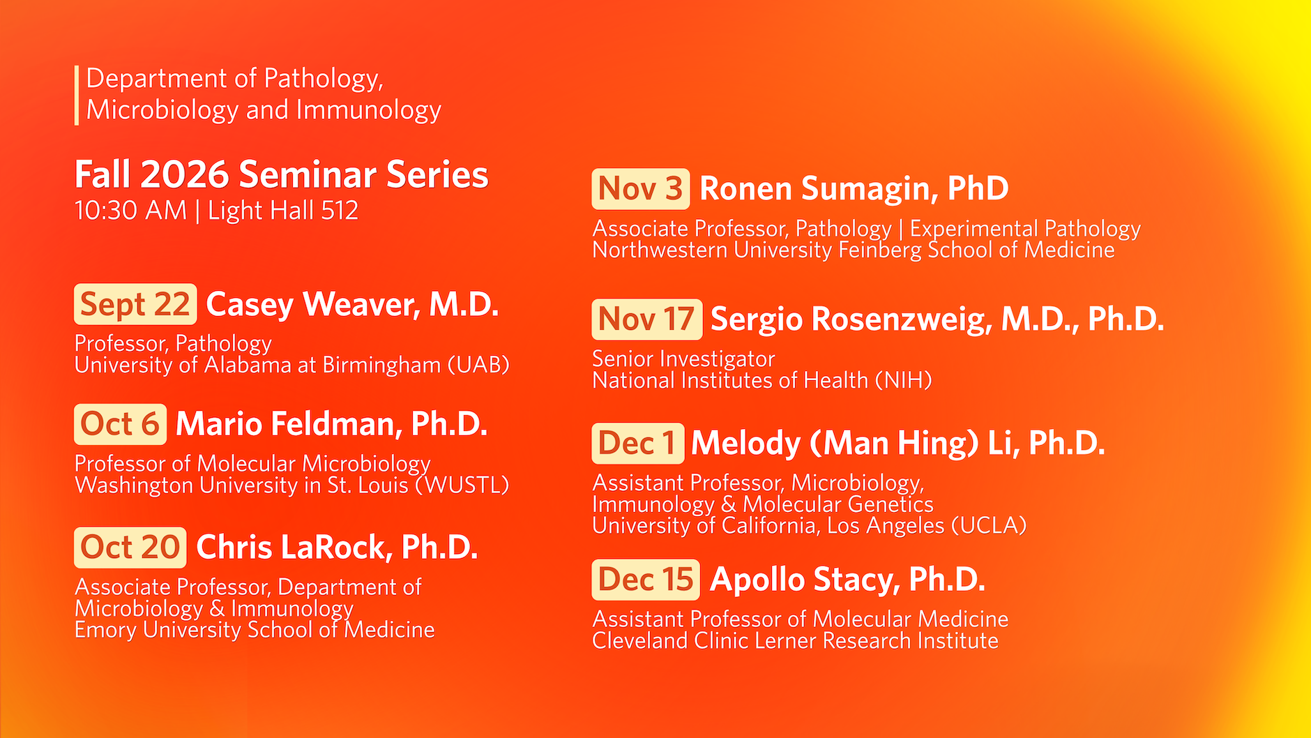 Vanderbilt PMI Seminar Series Schedule